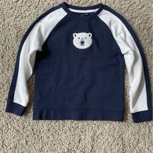 Janie and Jack Boys Navy and White Bear Pullover Sweater Sweatshirt Sz 6 NWOT